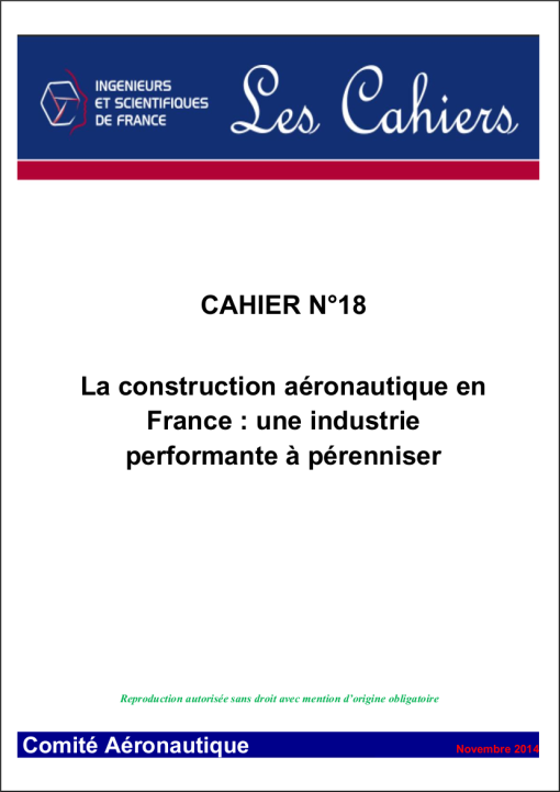 La construction aronautique en  France : une industrie  performante  prenniser