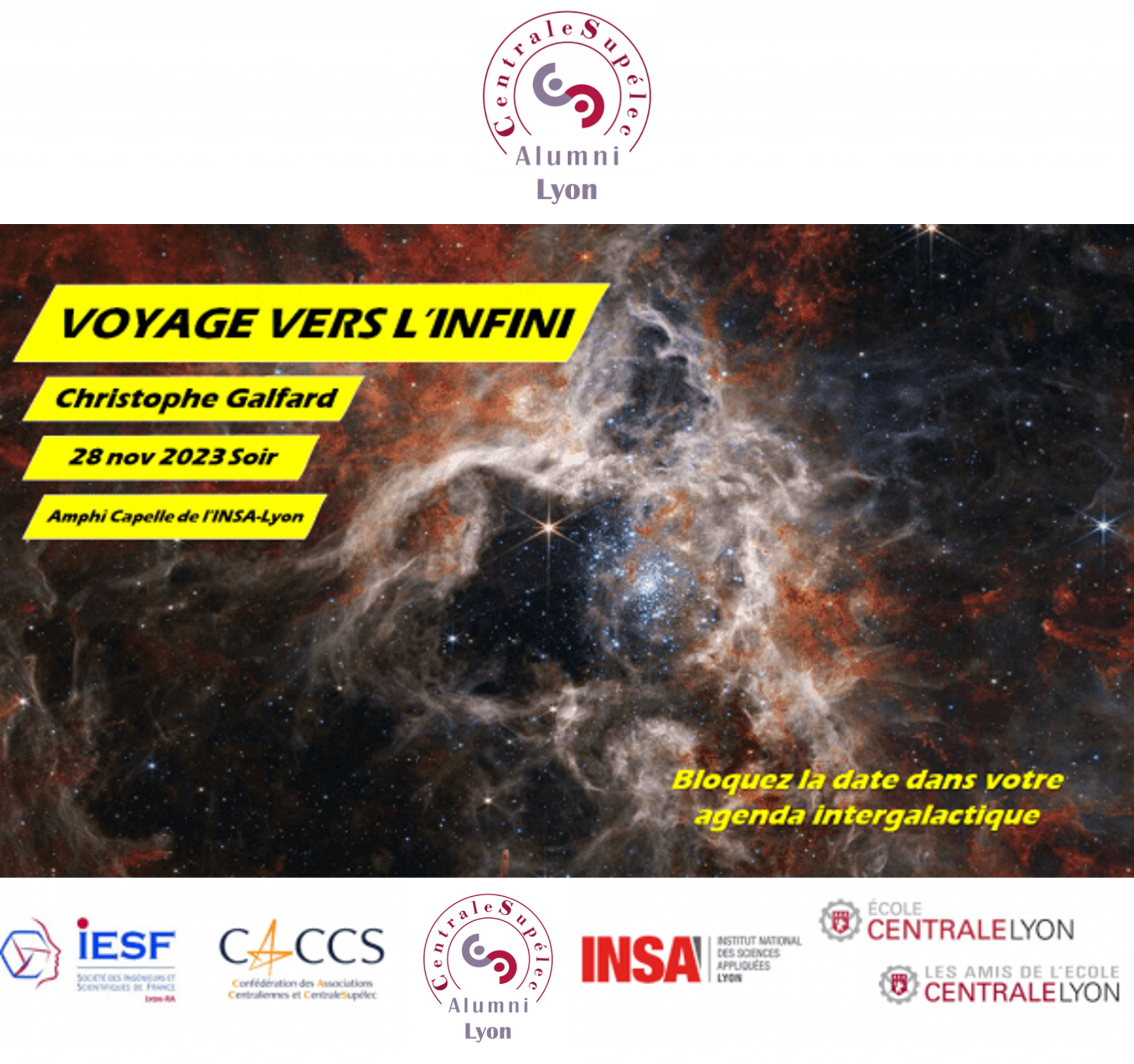 Conférence IESF Lyon-RA : Un voyage vers l'infini - 28/11/2023 <span  class='container_br_heure' style='display:none;'><br/></span>18:00 - IESF